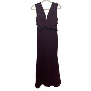 BHLDN Burgundy Sleeveless Maxi Dress With Deep V-Neck & Draped Waist Detail 6